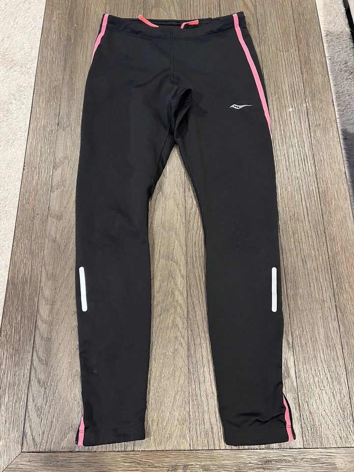 Women's Saucony Pink Black Compression Pants 3/4 Running Tights Small - Image 1 of 1