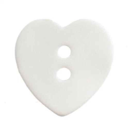Agoya Shell Buttons 15mm 2 hole WHITE DYED HEART shape x6 pieces - Image 1 of 1