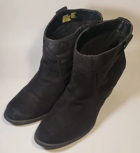 Faded Glory Womens Ankle Boots Size 8 Black Faux Suede Pull On - Picture 1 of 11