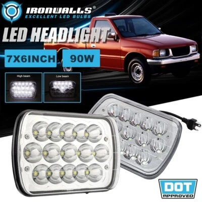 For Volkswagen Rabbit 1979-1984 Pair 7x6" INCH Chrome LED Headlights Hi-Lo Beam - Image 1 of 4