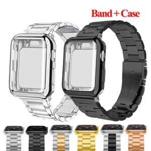 Metal Strap iWatch Band+TPU Case For Apple Watch Series 7 41/45mm 6 SE 5 4 3 2 1 - Picture 1 of 18