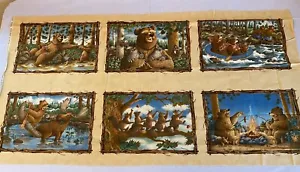 Moda Fabric Panels Jeffery Severn Bears Just Wanna Have Fun 6 Squares 23x44” - Picture 1 of 6