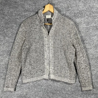 VINTAGE 40s 50s Penneys Salt & Pepper Knit Sweater Cardigan Medium Rockabilly - Image 1 of 4