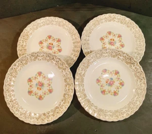 Sebring Pottery Co. Fortune Dinner Plates (4) 22k gold trim VGC - Picture 1 of 8