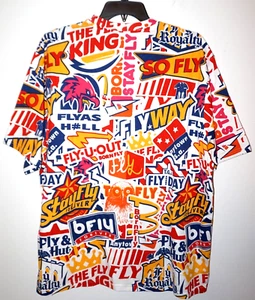BORN FLY Mens T-Shirt All Over Graphics Print 3XL 100% Cotton Fast Food NWT - Picture 1 of 2