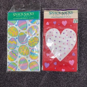 lot of 2 Valentine and easter Snack Sacks /gift Bags 4 per pack - Picture 1 of 2