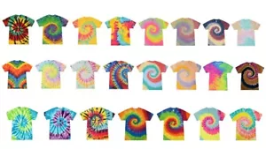 Multi-Color Rainbow New Tie Dye T-Shirts, Kids and Adult S to 5XL, Cotton 100% - Picture 1 of 39
