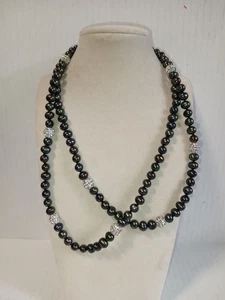 Onyx und Strass Halskette 35" lang - Bild 1 von 2