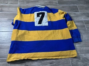 Polo sportiva vintage Ralph Lauren rugby camicia uomo XXL giallo blu 7 righe anni 90 - Foto 1 di 9
