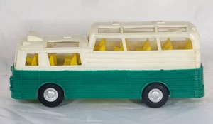 Autobús turístico de plástico Mak's Toys años 60 Tudor Rose - verde y blanco - Hong Kong - Imagen 1 de 13