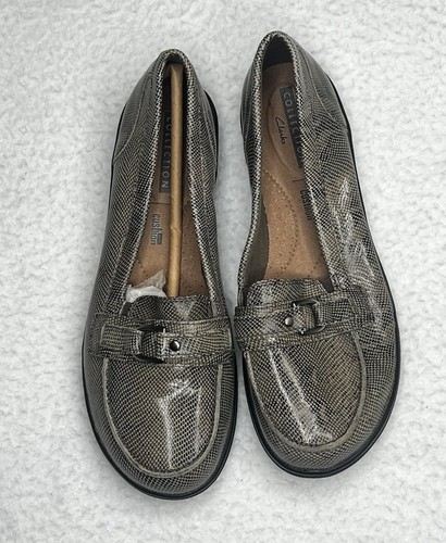 Scarpe Clarks mocassini donna 7 5 W Cheyn Marie grigio stampa serpente comodi