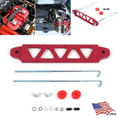 Kit de sujeción de batería de coche soporte de amarre de batería de aleación de aluminio con pernos de 10" Foto 1 de 4