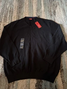 IZOD Herren XXL V-Ausschnitt Feinstärke 100 % Baumwolle Strick Schwarz Pullover Neu mit Etikett - Bild 1 von 6