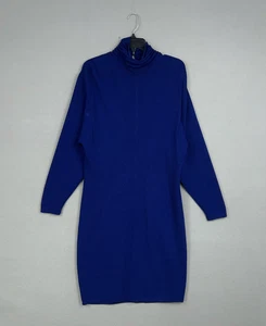 Vintage St John Pullover Kleid Damen 12 blau Rollkragen Strick USA 90er ruhig Luxus - Bild 1 von 16