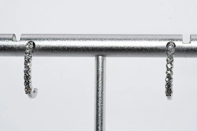 $700 .925 Sterling Silver .35CT Lab-Grown White Diamond Cluster J-Hoop Earrings - Image 1 of 4