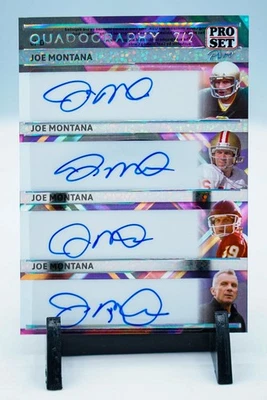 2024 Leaf Pro Set Pure QUAD AUTO Joe Montana Quadography 2/2 Sparkle Autograph 4 - Image 1 of 4
