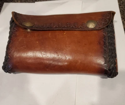 Estuche de cuero tostado a mano vintage Foto 1 de 4