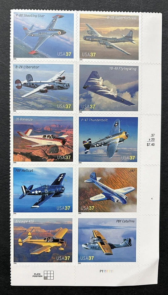 American Advances in Aviation (2005) SC# 3916-3925 - Plate Block of 10 - 37c MNH - Image 1 of 2