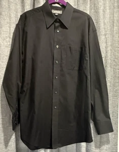 Croft & Barrow Black Button Down Shirt Men's Long Sleeve Size 15 1/2 32/33 - Picture 1 of 4