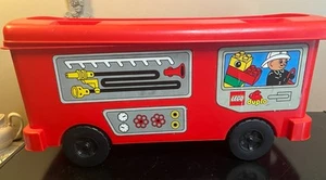 Rare Vintage LEGO DUPLO Red Firetruck Storage Organizer on Wheels 1998 - Picture 1 of 10