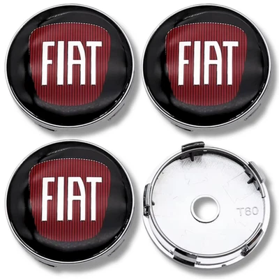 Alloy Wheel Centre Cap Hub x4 For Fiat 500 Ducato Panda Bravo Punto 60mm Black - Изображение 1 из 4