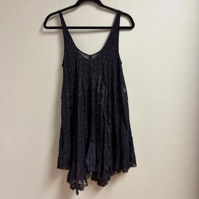 Vestido Intimately Free People Voile Trapecio Negro Encaje Transparente Talla XS Cachicho Foto 1 de 4