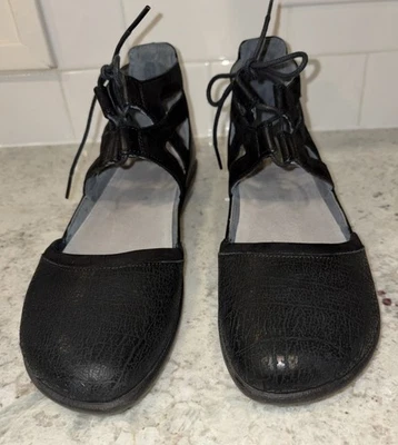 Sandálias femininas Naot Kata sapatos casuais com cadarço couro preto tamanho 40 EUA 9 - Imagem 1 de 4