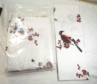 Twin Duvet Cover & Pillowcase Set Bird Branches Pattern H&M - NEW - Image 1 of 4