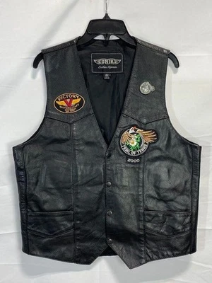 Chaleco de moto de cuero negro Unik para hombre talla 42 Foto 1 de 4