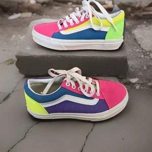 Vans Old Skool Neon Color-Block Shoes Size 2 Preowned In original box READ - Picture 1 of 11