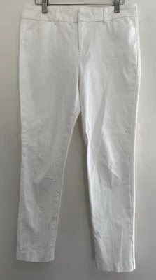 Pantalones para mujer Old Navy blancos lisos elásticos de algodón pixie ajustados al tobillo con cremallera 8 Foto 1 de 4