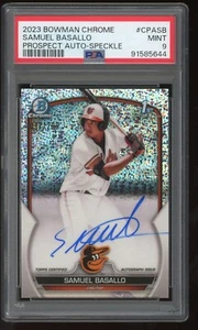 Bowman 2023 cromo moteado refractor Samuel Basallo radiocontrol novato automático/299 PSA 9 - Imagen 1 de 2