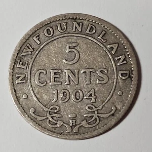 1904 H NEWFOUNDLAND 5 five cents SILVER - COMBINE to save - NF-243 - Picture 1 of 5