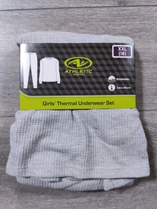 Athletic Works Thermal Underwear Kids 2XL 18 Gray Shirt Pant PJ Set - Picture 1 of 4