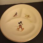 Vintage 1930's Child's Mickey Mouse & Pluto Heavy Patriot China Divided Plate