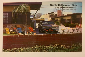 Silla de coche vintage postal North Hollywood Motel Near the Stars California CA - Imagen 1 de 2
