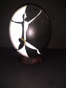 Africa Ostrich Egg Hand Painted with Wood Stand - Picture 1 of 8