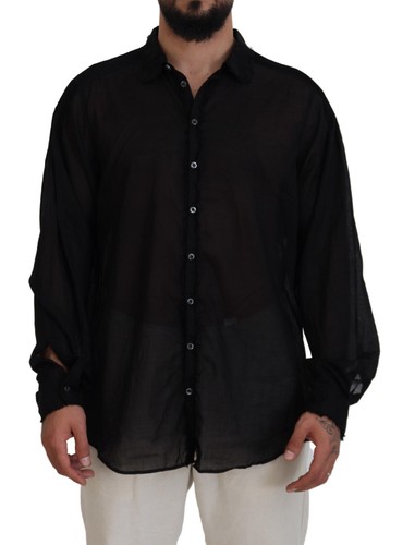 Camicia DSQUARED2 nera cotone colletto maniche lunghe formale IT48 US38 M 940usd