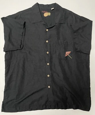 Camisa Caribeña Para Hombre XL Negra Seda Loro Isla Hawaiana Foto 1 de 4