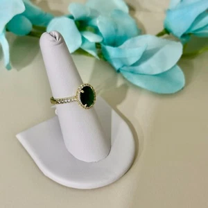 Woman Ring Simulated Emerald Stone 18k Gold Plated XP Oro Laminado Size 7.5 - Picture 1 of 5