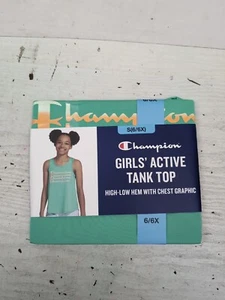 Champion Girls Sporty Short Cap Sleeve Everyday Graphic T-Shirt Sz 6/6X Green W6 - Picture 1 of 4