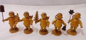5 Vintage Erzgebirge ? Wood Angels Tree Star  - Picture 1 of 12