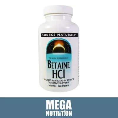 Source Naturals Betaína HCL 650mg | 180 Comprimidos | Apoya la Salud Digestiva Foto 1 de 2