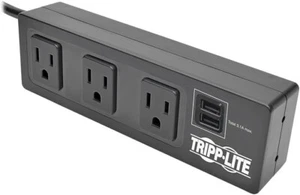 Tripp Lite 3-Outlet Surge Protector Power Strip w/ 2-Port USB Charging Black - Picture 1 of 1