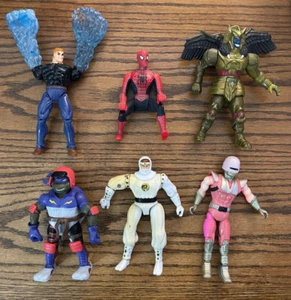 Vintage MMPR Goldar, Ninja White, Marvel Spider-Man, Hydro Man, Ninja Biker Don - Bild 1 von 8