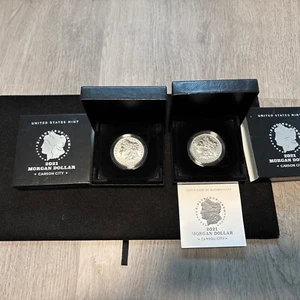 LOTE DE 2 PIEZAS 2021 MORGAN DOLLAR CARSON CITY CAJAS ORIGINALES - Imagen 1 de 5