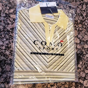 Polo Como Sport donna golf XL manica corta cotone righe gialle nuova - Foto 1 di 6