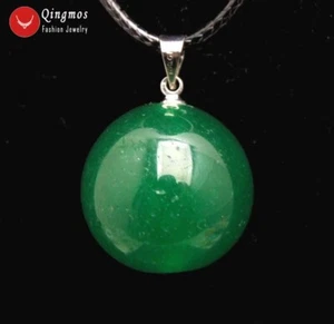 18mm Round Natural Green Jade Pendant Necklace for Women Jewelry 17-18" Chokers - Picture 1 of 5