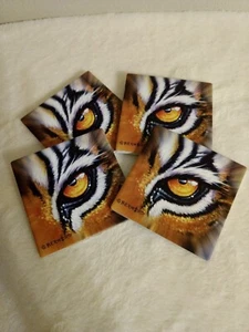 4 Tiger Life Coasters by Bernard 4" x 4" New without Tag - Picture 1 of 11