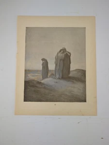 Biblia antigua Gustave Dore c1890 12x9" Noemí y sus hijas en la ley p28 - Imagen 1 de 1